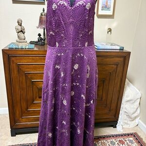 Moulinette Soeurs for Anthropologie Purple Lace Midi Dress-NWT